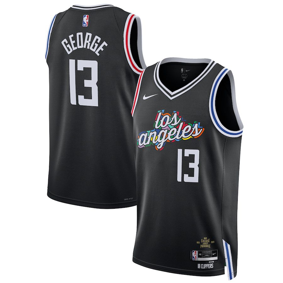 Men Los Angeles Clippers #13 Paul George Nike Black City Edition 2022-23 Swingman NBA Jersey->new york knicks->NBA Jersey